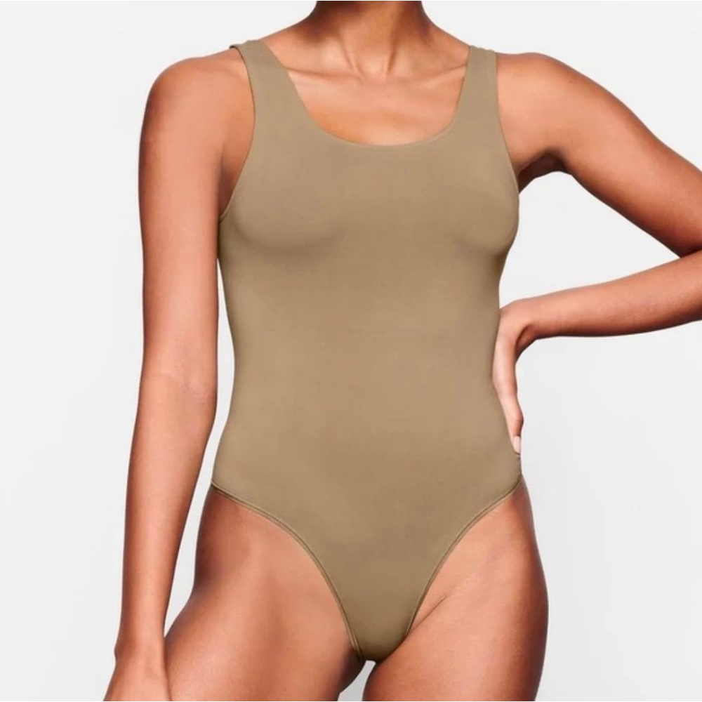 SKIMS Sculpting Thong Bodysuit Seamless Olive Green 3X NWT